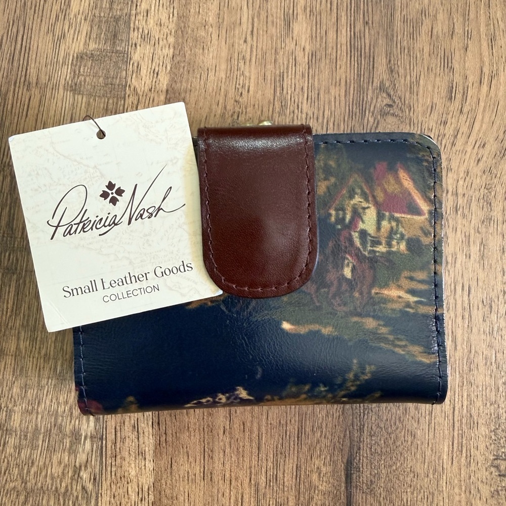 PATRICIA NASH RFID Blocking Scenic Folding Wallet Brown Navy women’s One Size